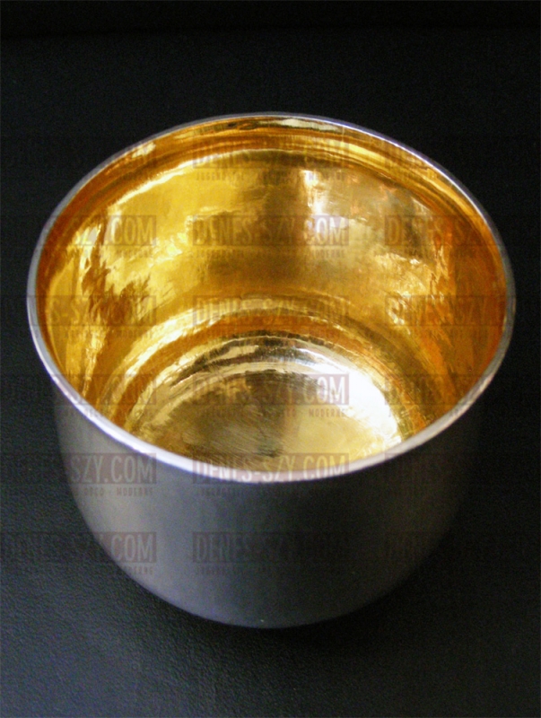 MID CENTURY GERMAN HANDMADE STERLING SIGNED partly gilt BEAKER