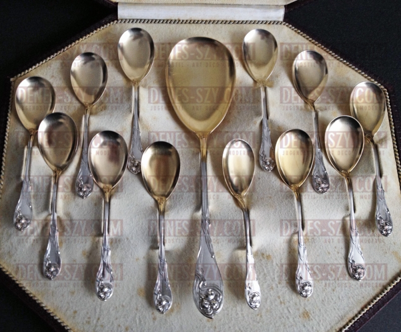 Bruckmann Art Nouveau Iris pattern silver cutlery Ice Cream Server
