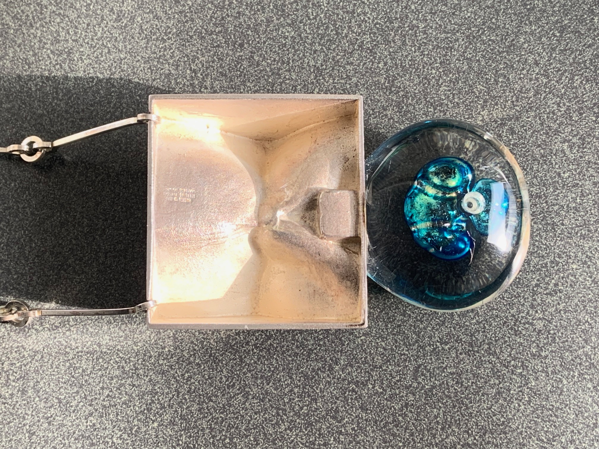 Björn Weckström / Lapponia “ Big Drop ” Sterling Silber & Acryl Anhänger Halskette , Finnland 1973 = V7