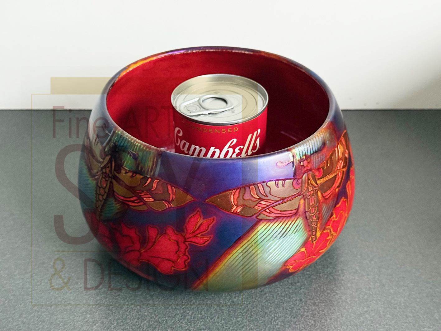 Zsolnay Jugendstil Keramik, Uebertopf mit Libellendekor