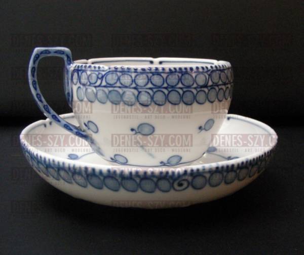 porcellana liberty di Meissen: tazza da tè o caffè modello pannocchia blu di Richard Riemerschmid