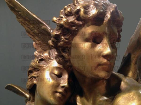 Jugendstil Bronze, Amor und Psyche, H. Godet, Frankreich