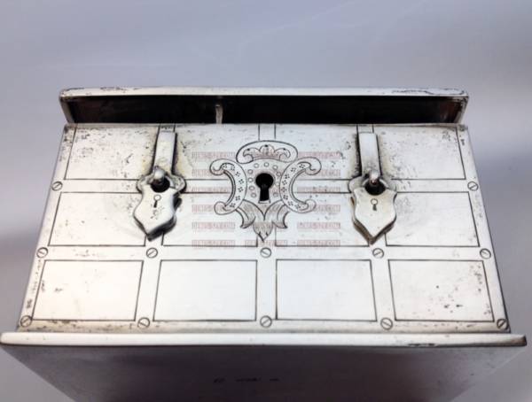 Hamburg 1857/58 Germany 19th C. silver savings box with key,