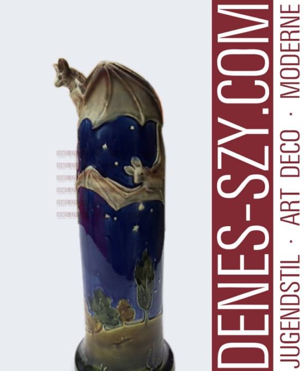vaso stile liberty ceramica inglese con pipistrelli