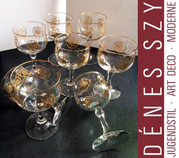 bicchiere da vino in vetro epoca liberty Hans Christiansen la rosa di Darmstadt