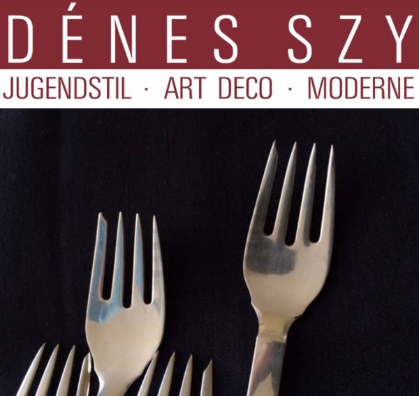 Georg Jensen silver cutlery, Pyramid pattern, salad fork