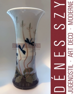 Meissener Jugendstil Porzellan Vase um 1900 Libellen Dekor