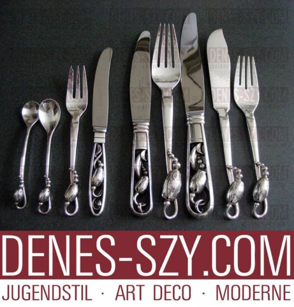 coltello da tavola, GEORG JENSEN posate argento, Design Magnolia # 84