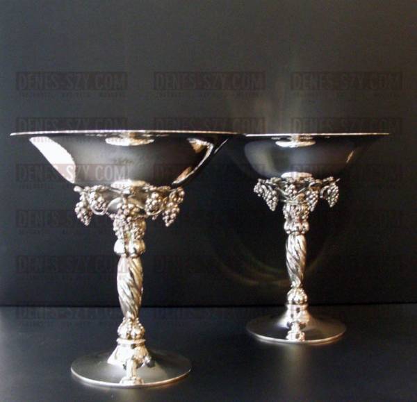 Georg Jensen silver The Grape Collection pair of tazzas 263 B